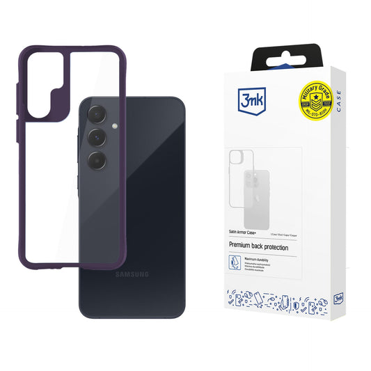 Прозрачен калъф с цветна защитна рамка Samsung Galaxy A55 5G - 3mk Satin Armor Case+ Purple