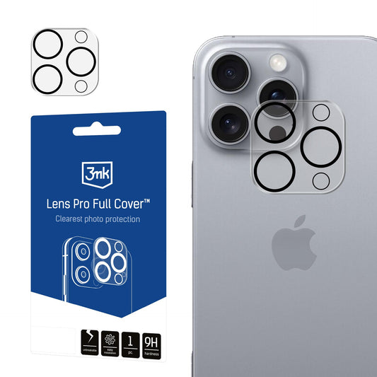 Протектор за пълно покритие на камерата на Apple iPhone 16 Pro / iPhone 16 Pro Max - 3mk Lens Pro Full Cover