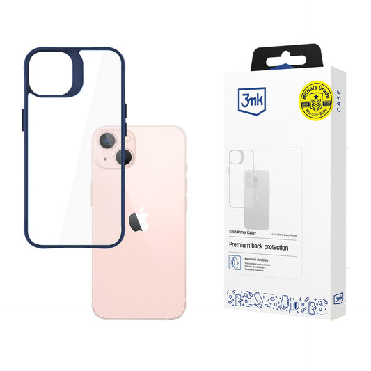 Прозрачен калъф с цветна защитна рамка Apple iPhone 11 - 3mk Satin Armor Case+ Blue