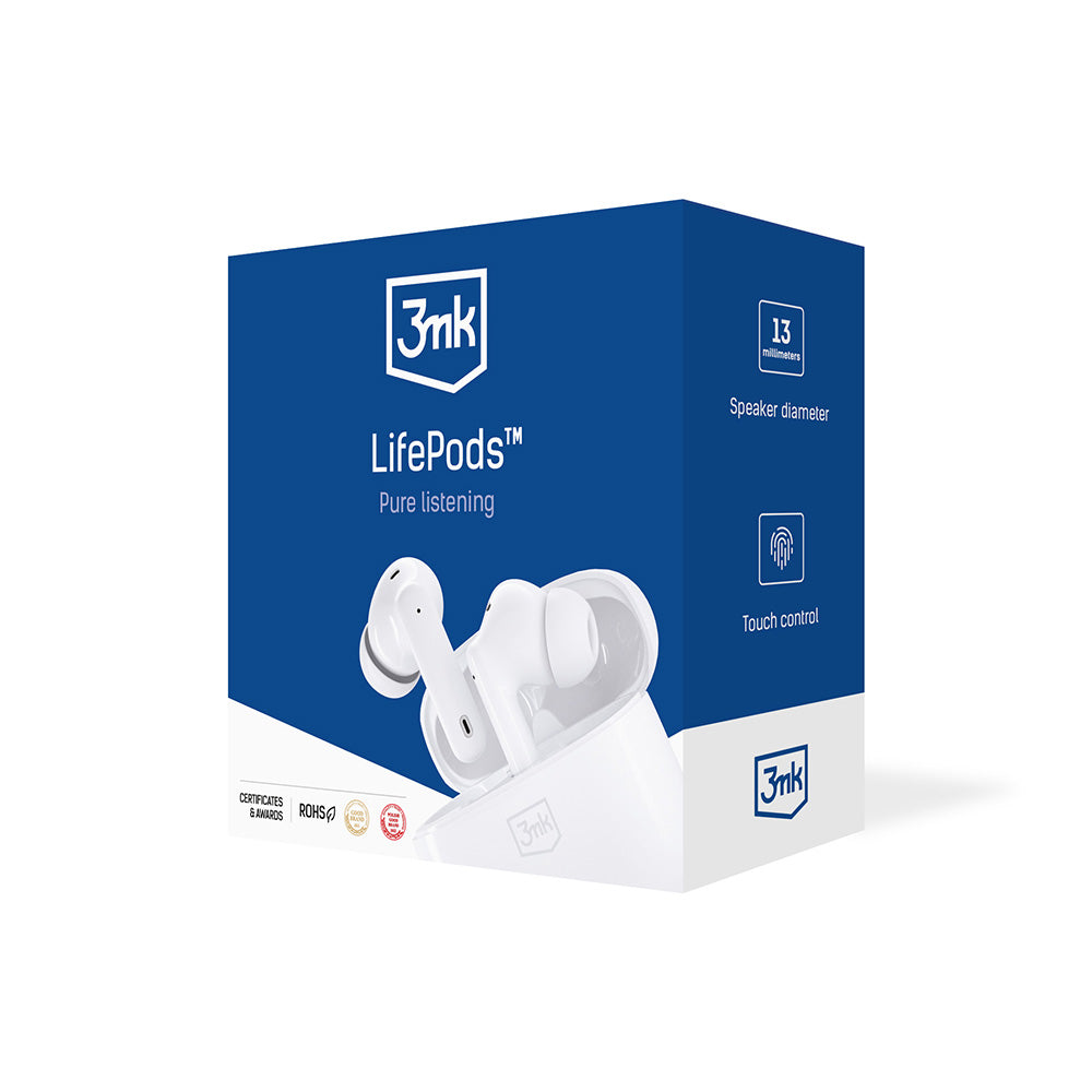 Безжични Bluetooth слушалки - 3mk LifePods White