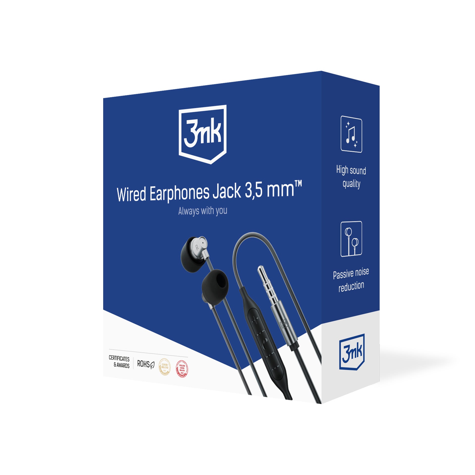 Слушалки жични - 3mk Wired Earphones Jack 3,5 mm