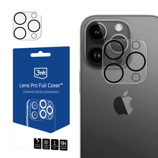 Протектор за пълно покритие на камерата на Apple iPhone 15 Pro/ iPhone 15 Pro Max - 3mk Lens Pro Full Cover