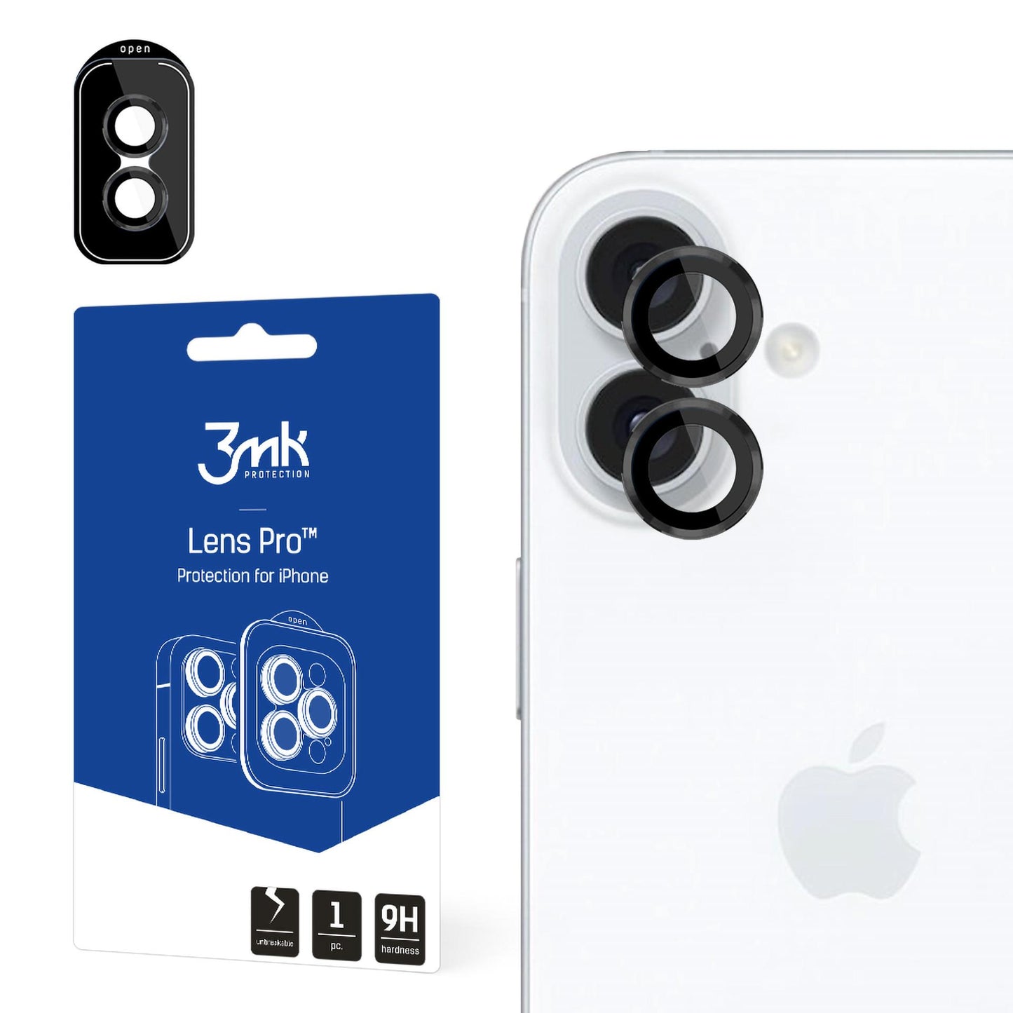 Протектор за камерата на Apple iPhone 16/ iPhone 16 Plus - 3mk Lens Protection Pro - Black